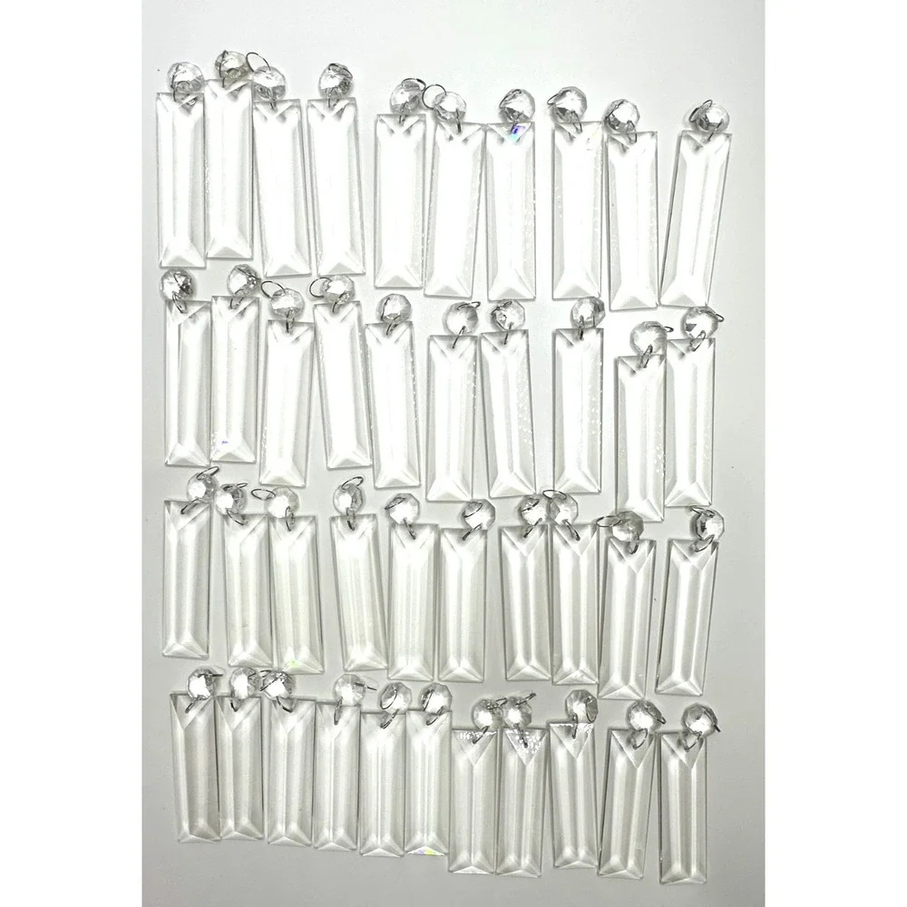 Crystal Chandelier Prisms Replacements Craft Set 40 Pc Dangle Silver Rings